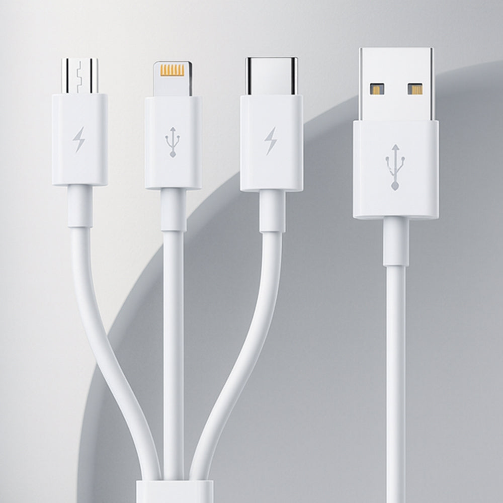 Cablu Baseus (P10377705213-00), Fast Charge, USB to USB-C, Lightning, Micro-USB, 100W, 480Mbps, 1.5m, Alb