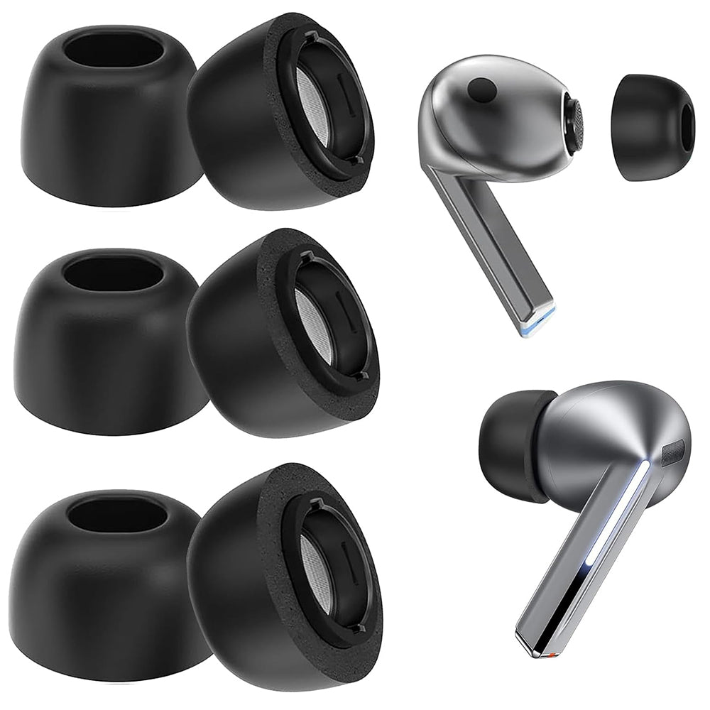 Casti Techsuit (set de 3) Replacement Ear Tips AirVibe (ET3) -for Samsung Galaxy Buds 3 Pro, Premium Silicone S, M, L Sizes, Black