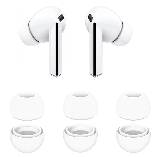 Casti Techsuit (set de 3) Replacement Ear Tips AirVibe (ET3) -for Samsung Galaxy Buds 3 Pro, Premium Silicone S, M, L Sizes, White