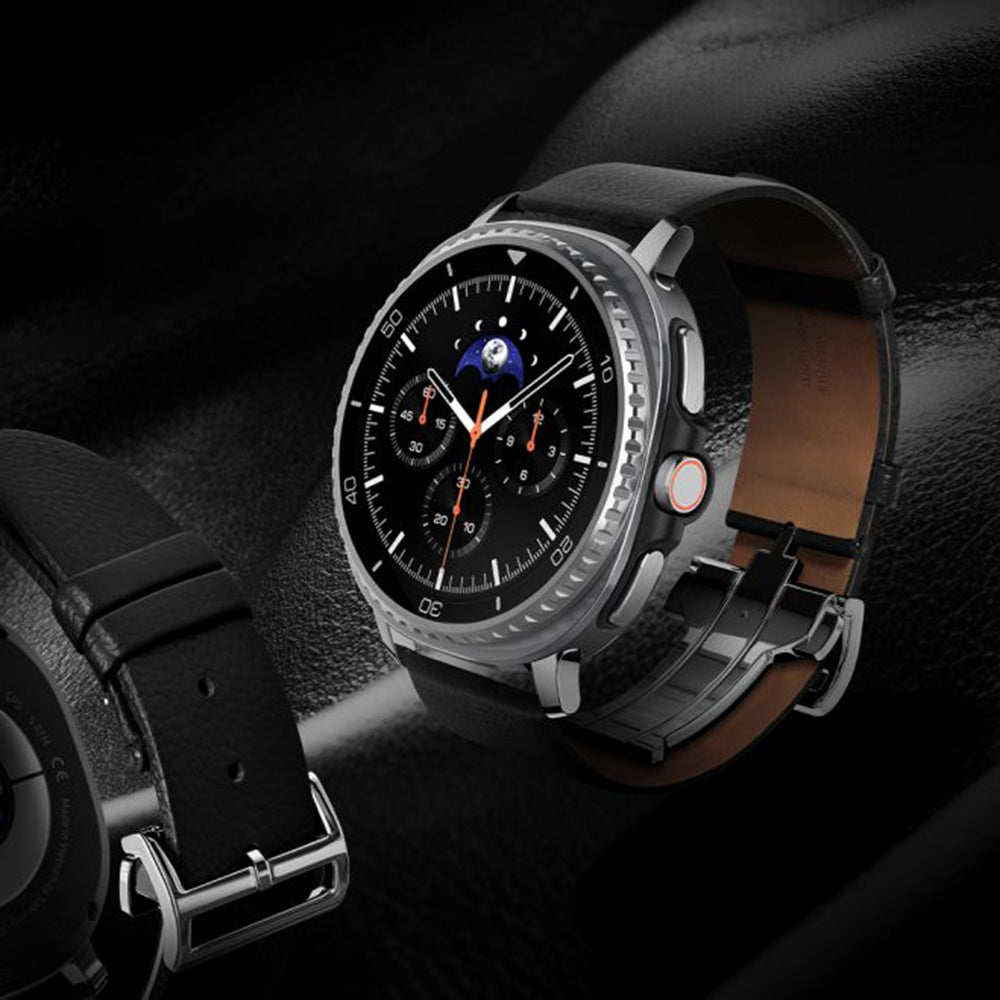 Accesoriu smartwatch Spigen Enzo (AMP10119) compatibil cu Samsung Galaxy Watch8 40mm/Watch8 44mm/Watch8 Classic, Genuine Goat Leather, Negru