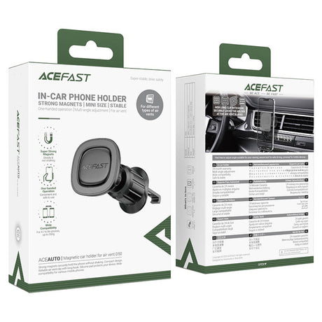Suport Acefast- Car Holder (D50) Magnetic Grip, for Air Vent, Secure Fit, Non-slip Pad, Matte Surface, for 4.7-6.9" Phone, Black