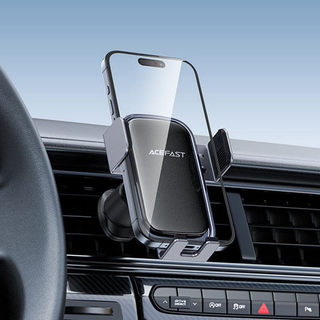 Suport Acefast with Wireless Charging (D39), for Air Vent, with Solar Panel, Battery, Automatic Arms, Negru