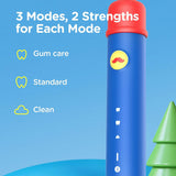 Bitvae Electric Toothbrush (BVK7S), Sonic, for Kids, 3 Modes, with App, Tips set, Pressure Sensor, IPX7, Albastru / Red