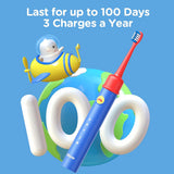 Bitvae Electric Toothbrush (BVK7S), Sonic, for Kids, 3 Modes, with App, Tips set, Pressure Sensor, IPX7, Albastru / Red