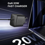 Incarcator Lito (LC13T), with Type-C Cable Included, Type-C, PD20W, GaN, PC Fireproof, EU Plug, Negru