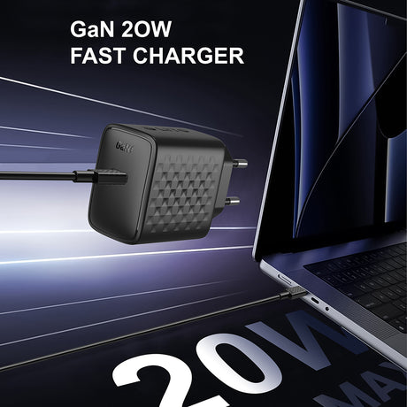Incarcator Lito (LC13L), with Lightning Cable Included, Type-C, PD20W, GaN, PC Fireproof, EU Plug, Negru