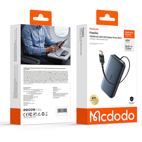 Baterie externa Mcdodo MetaFree (MC-5920), 10000mAh, USB-C, 45W, Gri