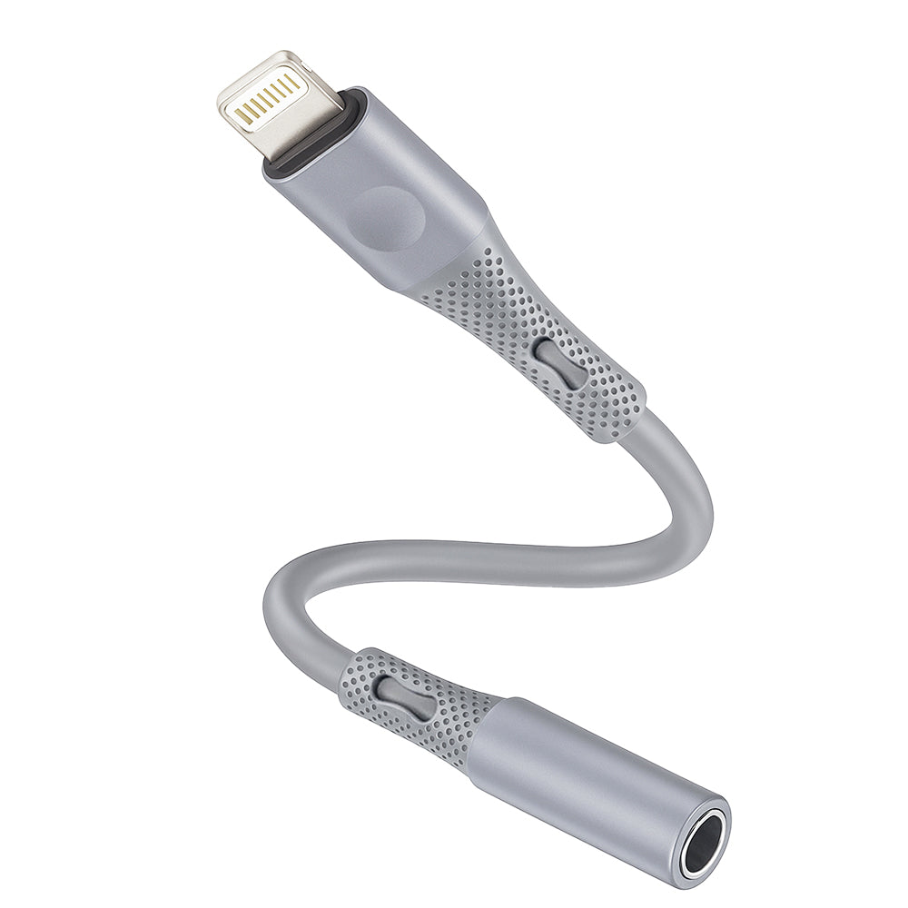 Adaptor Techsuit Premium Cable Adapter SoundFleX (AC2), Lightning to 3.5mm Jack, Hi-Fi Quality, Silica Gel, Gri
