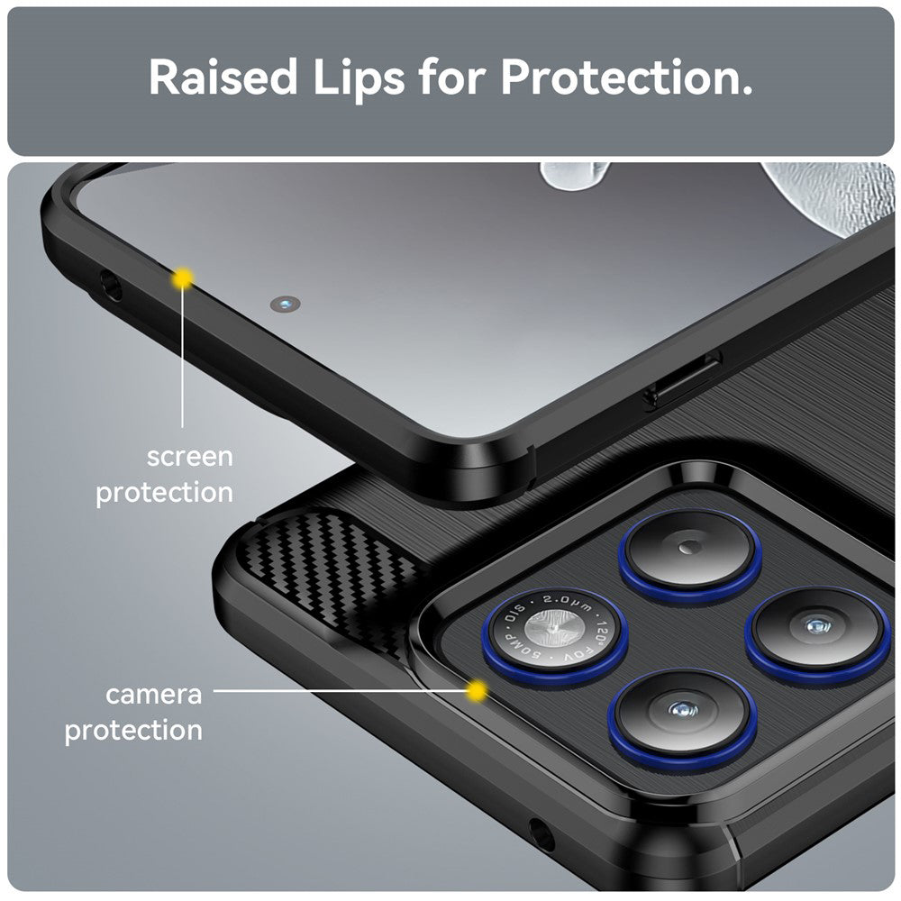 Husa de protectie Techsuit Carbon Silicone compatibil cu Motorola Edge 70, Negru