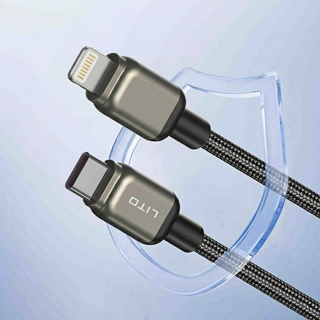 Cablu Lito (LD17), Type-C to Lightning, Fast Charging, Braided Nylon, Negru