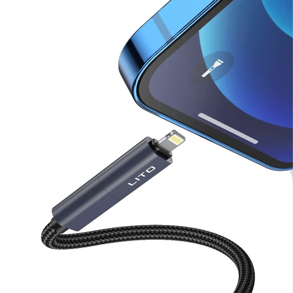 Cablu Lito Magnetic 4in1 (LD21), 5A High Current, 100W Fast Charging, Magnetic Design, Built-in Smart Chip, Alb