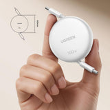 Cablu Ugreen (L531), Type-C to Type-C, Retractable, Fast Charging, PD 3.0, 100W, E-maker Chip, 1m, Alb