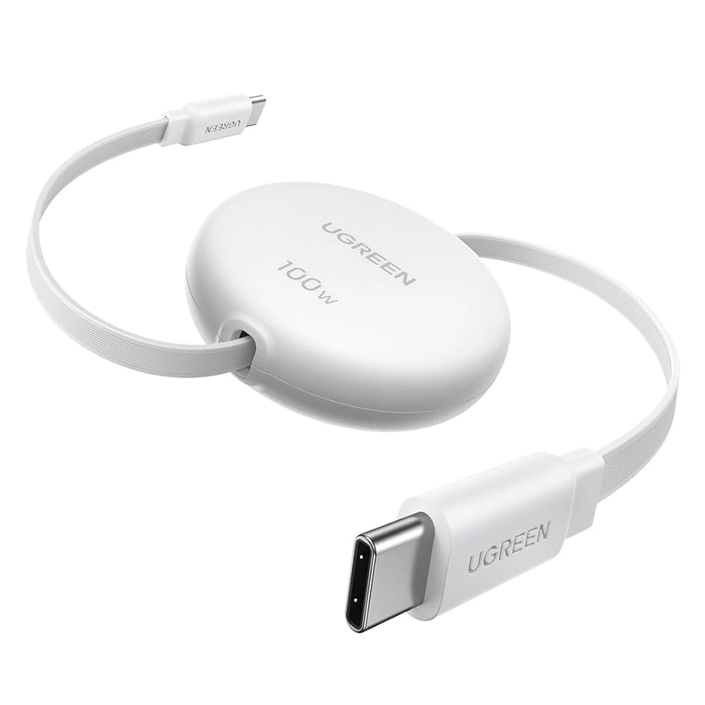Cablu Ugreen (L531), Type-C to Type-C, Retractable, Fast Charging, PD 3.0, 100W, E-maker Chip, 1m, Alb