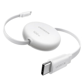 Cablu Ugreen (L531), Type-C to Type-C, Retractable, Fast Charging, PD 3.0, 100W, E-maker Chip, 1m, Alb