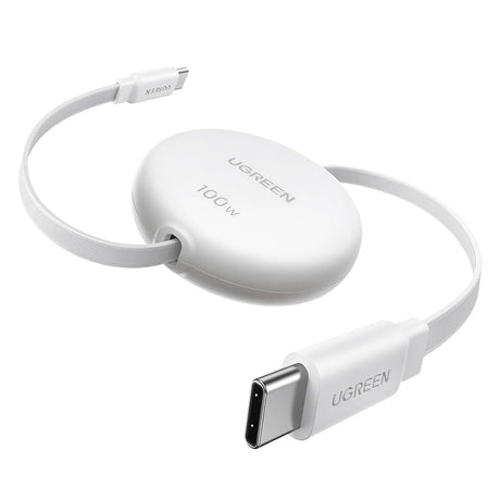 Cablu Ugreen (L531), Type-C to Type-C, Retractable, Fast Charging, PD 3.0, 100W, E-maker Chip, 1m, Alb