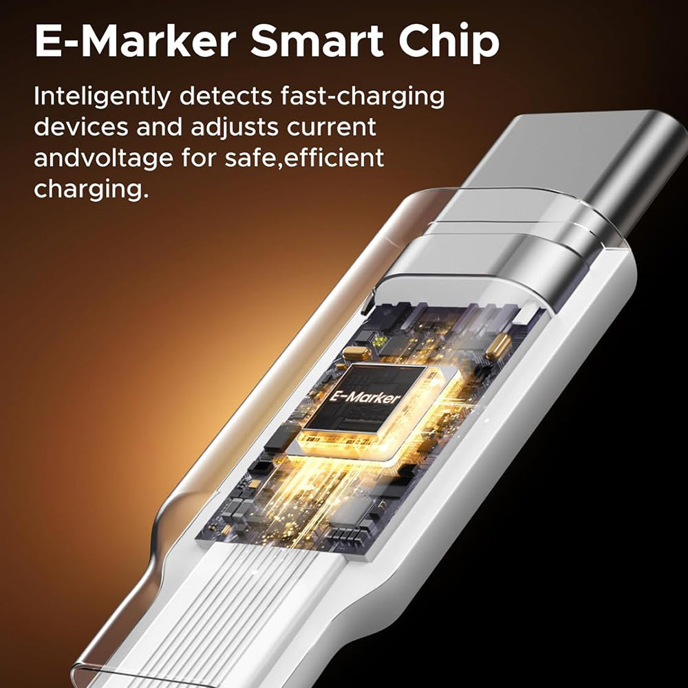 Cablu Ugreen (L531), Type-C to Type-C, Retractable, Fast Charging, PD 3.0, 100W, E-maker Chip, 1m, Alb