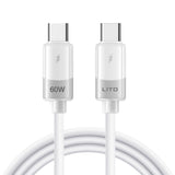 Cablu Lito Liquid Silicone (LD07), Type-C to Type-C, Fast Charging 60W, Anti-freeze, Anti-fire, Alb