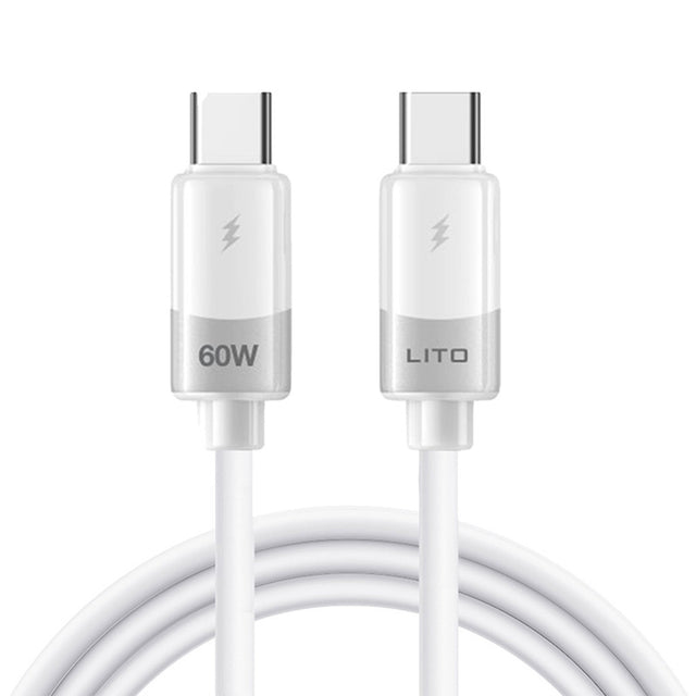 Cablu Lito Liquid Silicone (LD07), Type-C to Type-C, Fast Charging 60W, Anti-freeze, Anti-fire, Alb