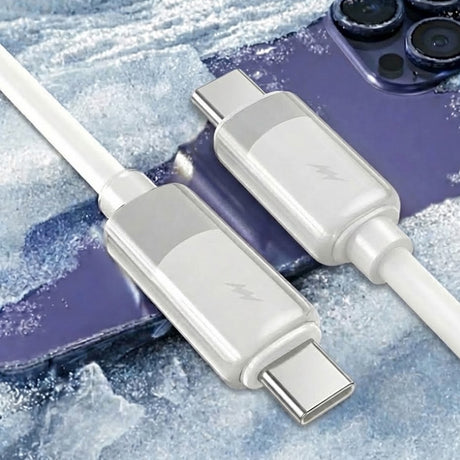 Cablu Lito Liquid Silicone (LD07), Type-C to Type-C, Fast Charging 60W, Anti-freeze, Anti-fire, Alb