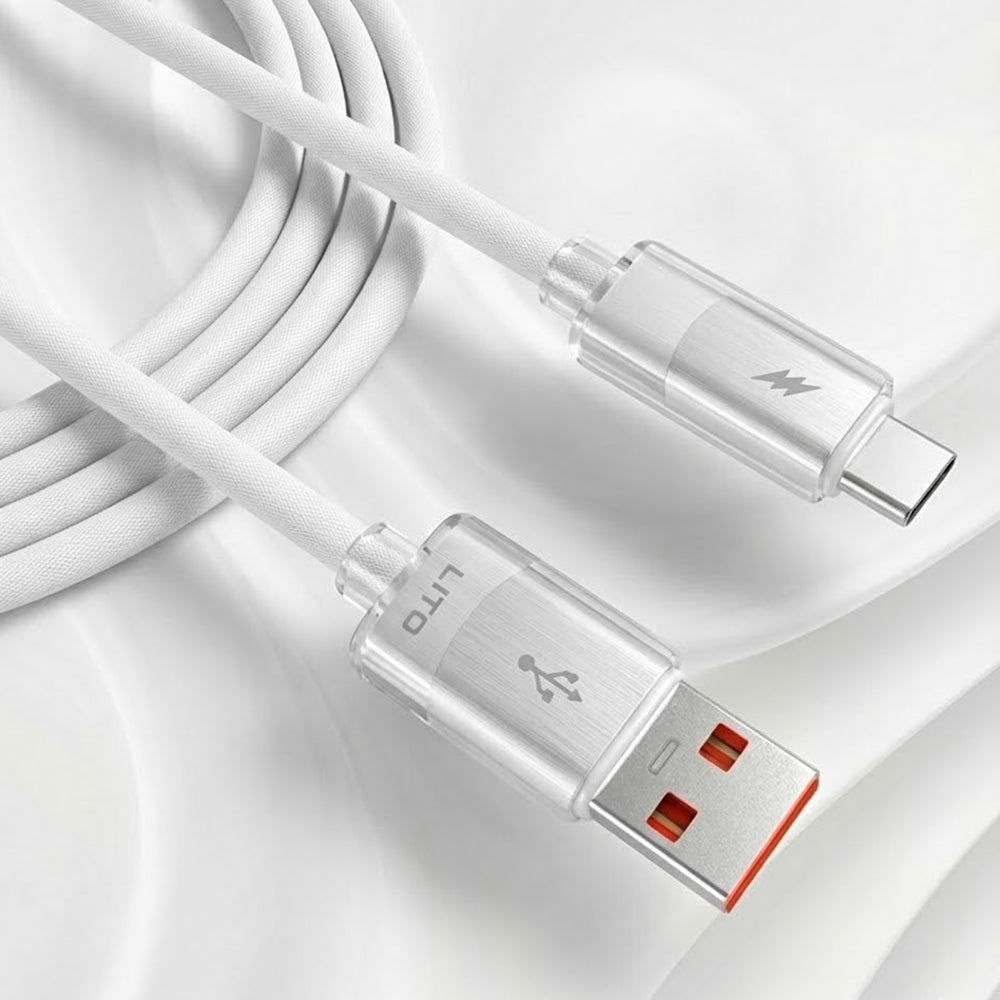 Cablu Lito Liquid Silicone (LD07), USB to Type-C, Fast Charging, Anti-freeze, Anti-fire, Alb