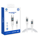 Cablu Lito Mechanical (LD05), Type-C to Type-C, Fast Charging 60W, Transparent Head, LED, Alb