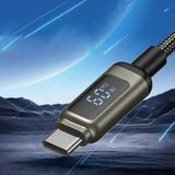 Cablu Lito (LD15), Type-C to Type-C, Fast Charging, Braided Nylon, 60W, LED Display, Negru