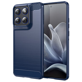 Husa de protectie Techsuit Carbon Silicone compatibil cu Motorola Edge 70, Albastru