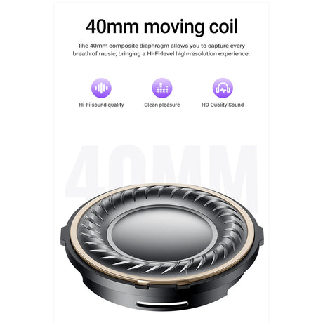 Casti Acefast Wireless Headset (H8), Type-C, Bluetooth 5.4, ANC Mode, Hybrid Noise Reduction, 500mAh, Professional HiFi, Auriu
