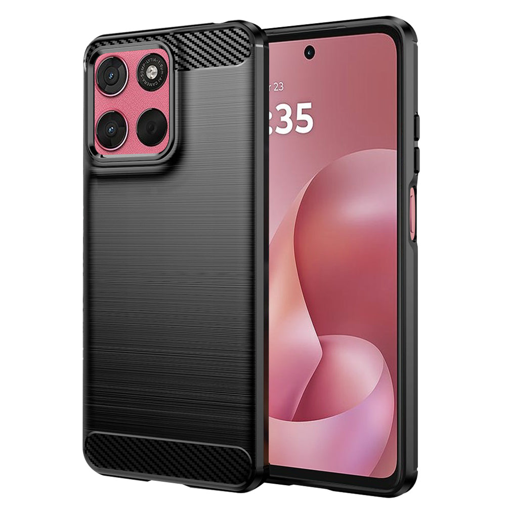 Husa de protectie Techsuit Carbon Silicone compatibil cu Motorola Moto G57 Power / G67 Power, Negru