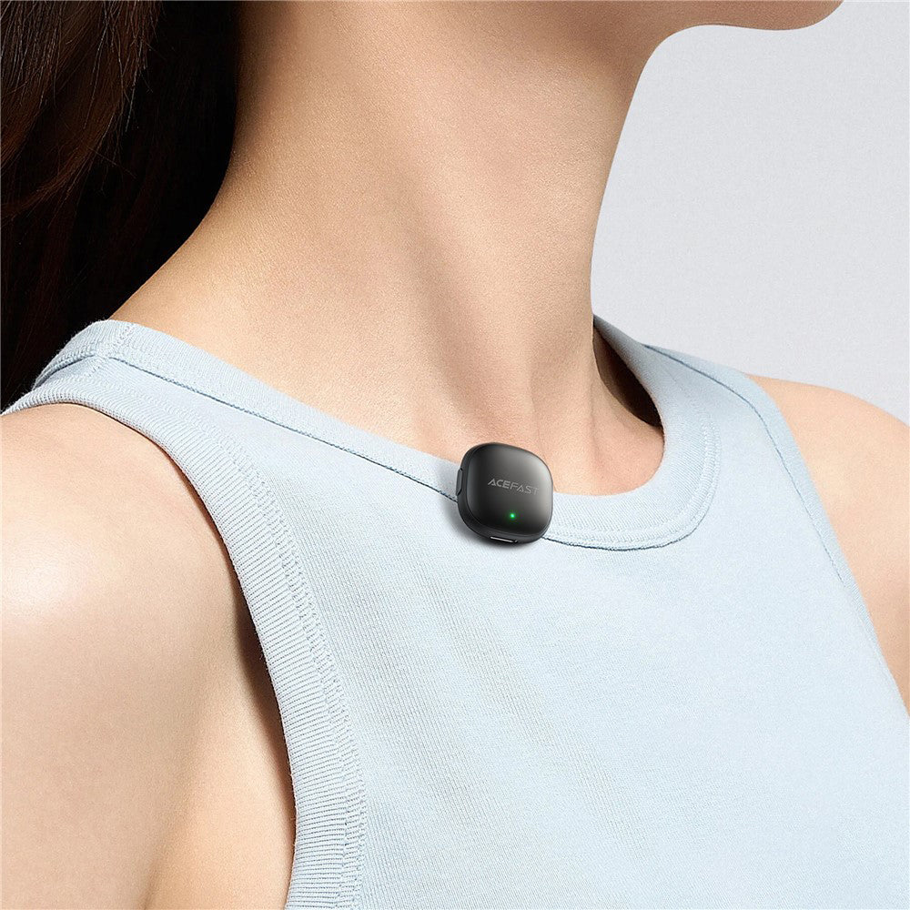 Casti Acefast Wireless Lavalier Microphones (R1), Lightning, HD 360°Sound, AI Noise Reduction, 750mAh, Ultra-low Latency, Negru