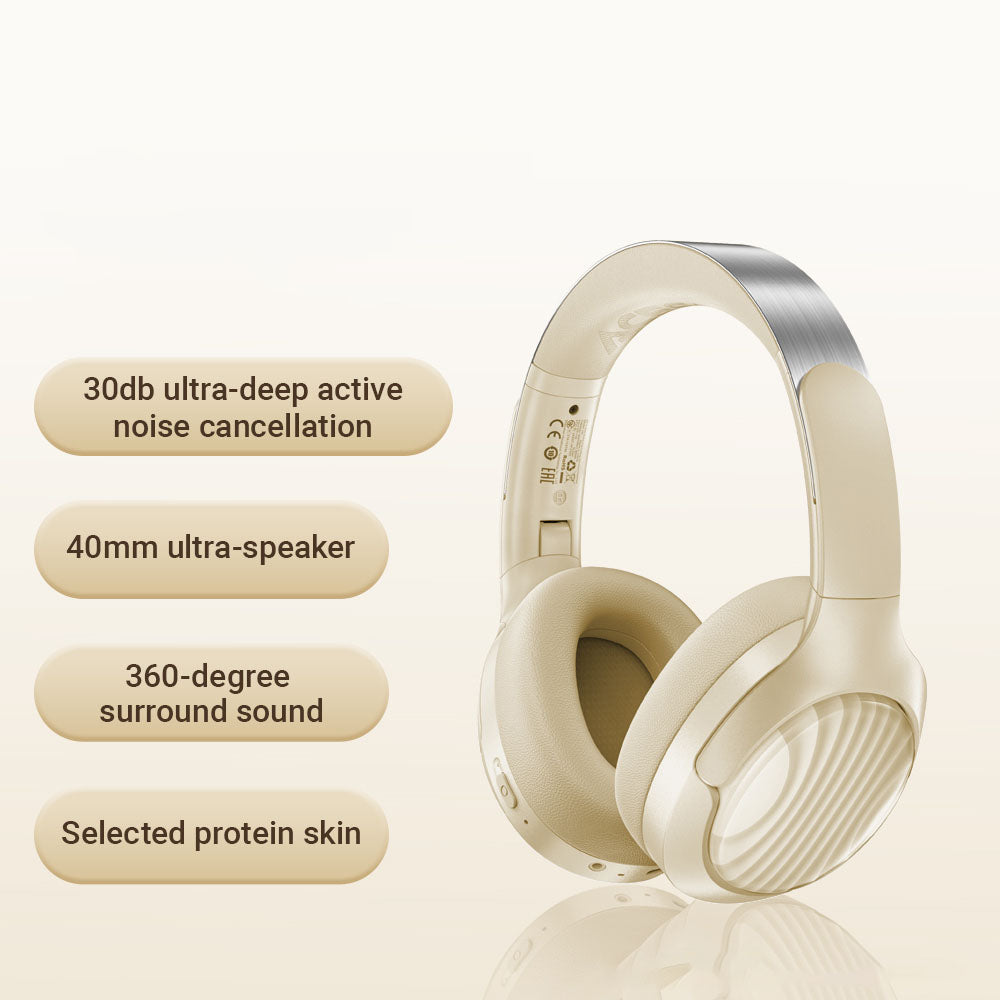 Casti Acefast Wireless Headset (H5), Type-C, Bluetooth 5.4, ANC, Noise Reduction, 3D Sense, 500mAh, Professional Hi-Fi, Alb