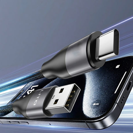 Cablu Lito (LD23T), USB to Type-C, Fast Charging, Braided Nylon, 6A, 480Mbps, 1m, Gri