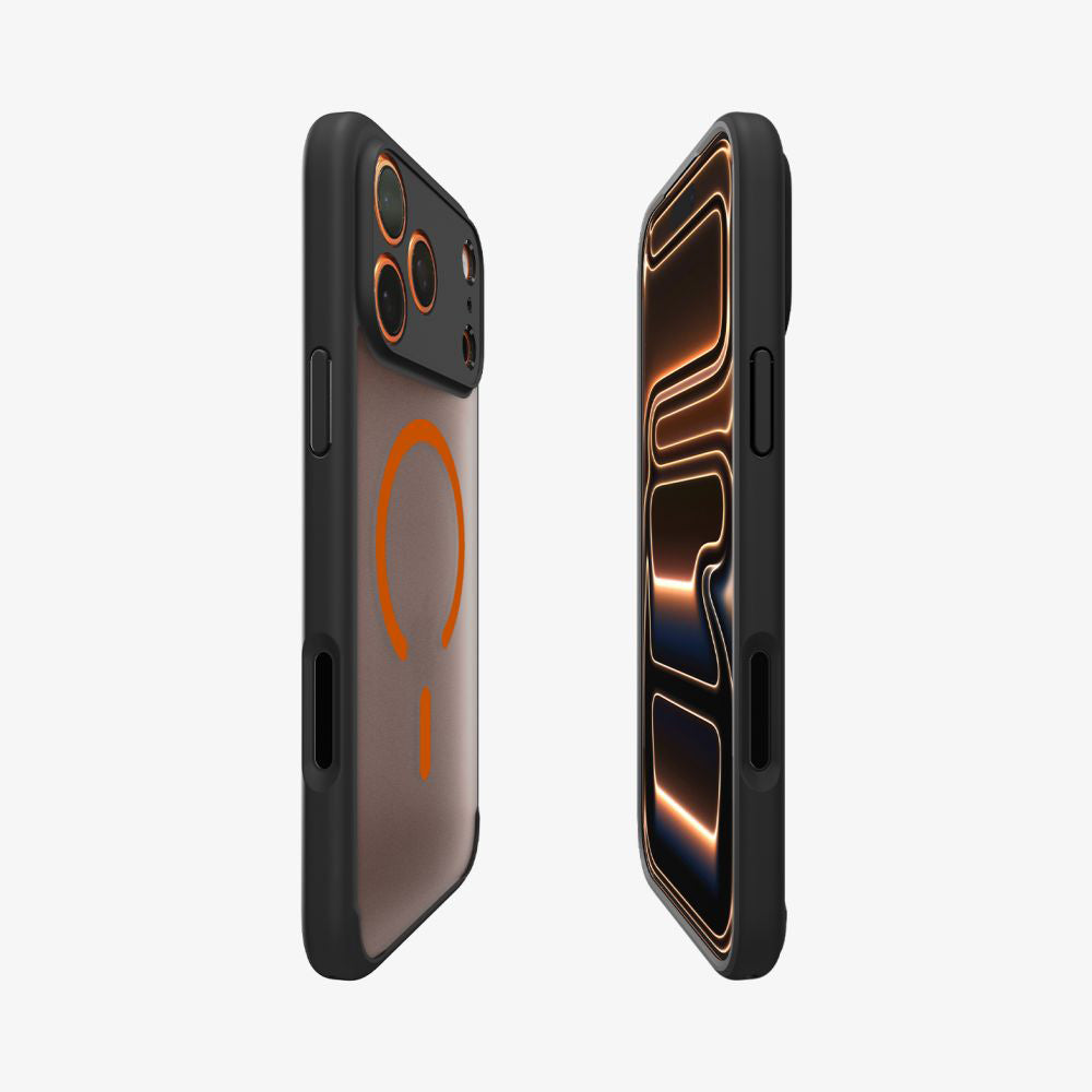 Husa de protectie Spigen Ultra Hybrid MagSafe (ACS10483) compatibil cu iPhone 17 Pro, Frost Black / Portocaliu