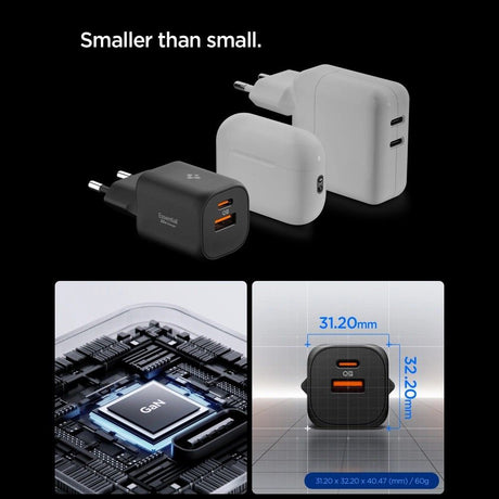 Incarcator Spigen Essential EE352EU (ACH09463), USB, Type-C, Fast Charging, Quantum Boost, 35W, Negru