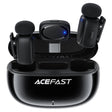 Casti Acefast Wireless Lavalier Microphones (R2), Type-C, 360°, Noise Reduction, Dual-mic Rec, 300mAh, Ultra-low Latency, Negru