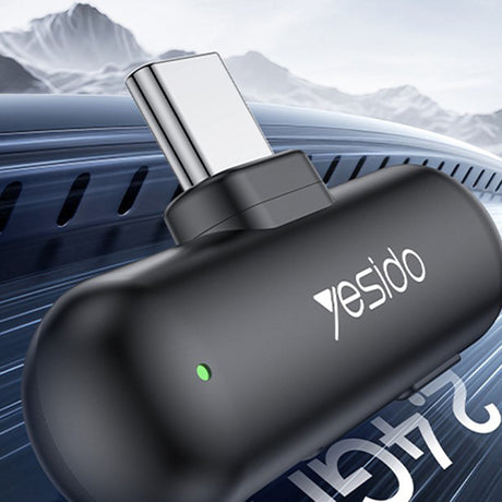 Casti Yesido (set de 2) Wireless Lavalier Microphones (KR20), 3in1 Receiver, Lightning, AI Noise Reduction, 2.4GHz, Negru