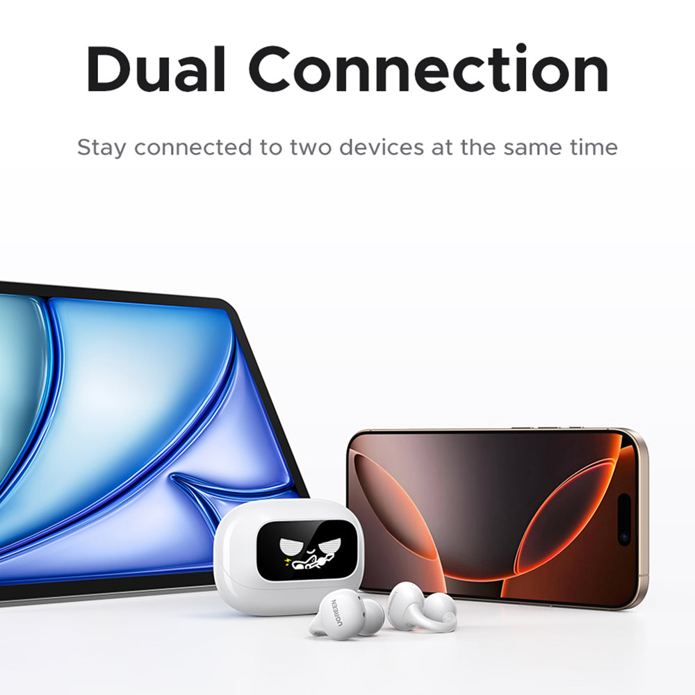 Casti Ugreen HiTune S6 ClipBuds Magic WS208 (55136), with Display, Bluetooth 5.4, Noise Reduction, Low Latency, Alb