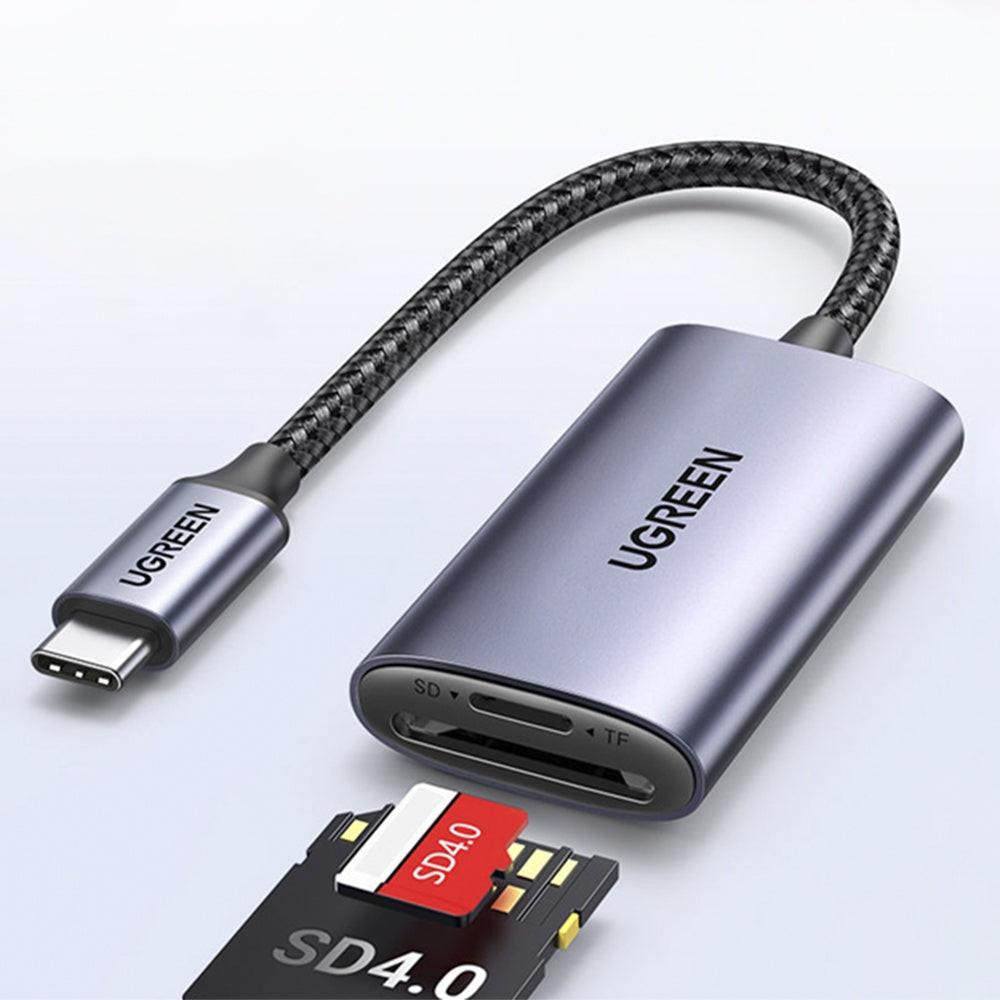 Cablu Ugreen Card Reader CM401 (80888), Type-C to TF/SD Card, 5Gbps, 2TB, 15cm Cable, Gri