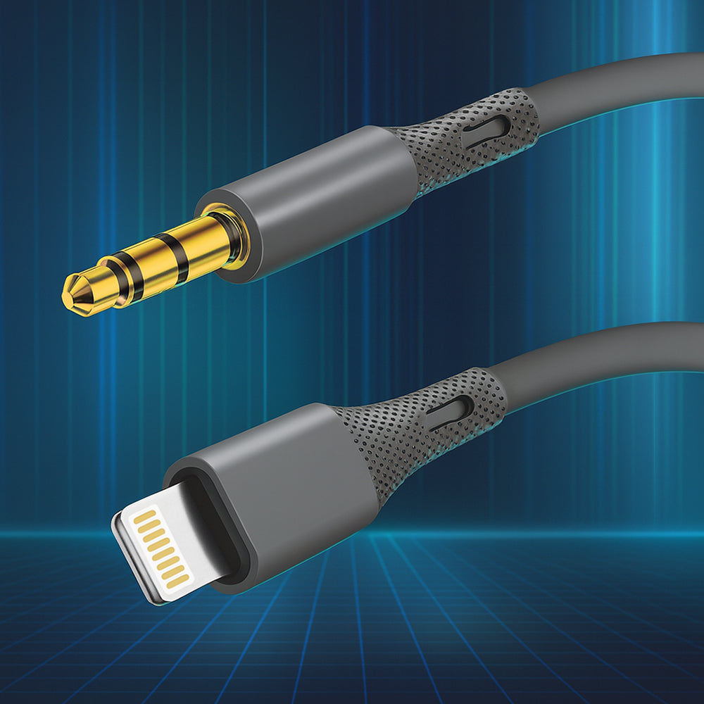 Adaptor Techsuit Premium Cable Adapter SoundFleX (AC5), Lightning to 3.5mm Jack, Hi-Fi Quality, Silica Gel, Gri