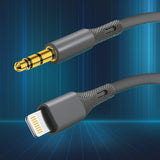 Adaptor Techsuit Premium Cable Adapter SoundFleX (AC5), Lightning to 3.5mm Jack, Hi-Fi Quality, Silica Gel, Gri