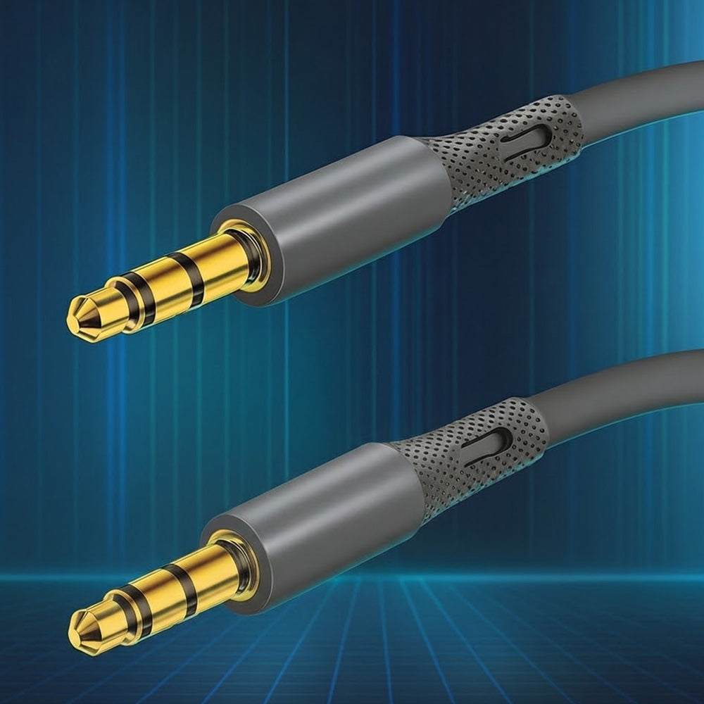 Adaptor Techsuit Premium Cable Adapter SoundFleX (AC3), 3.5mm to Jack, Hi-Fi Quality, Silica Gel, 1m, Gri