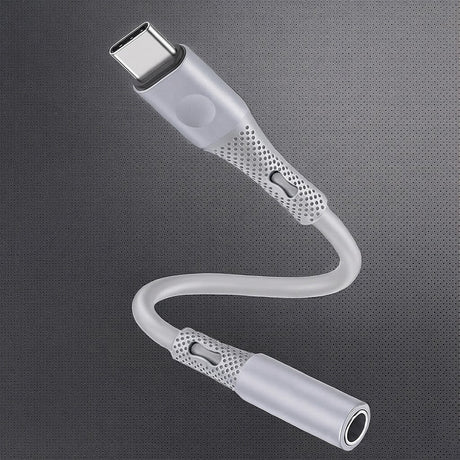 Adaptor Techsuit Premium Cable Adapter SoundFleX (AC1), Type-C to 3.5mm Jack, Hi-Fi Quality, DAC Chip, Silica Gel, 0.1m, Gri