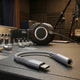 Adaptor Techsuit Premium Cable Adapter SoundFleX (AC1), Type-C to 3.5mm Jack, Hi-Fi Quality, DAC Chip, Silica Gel, 0.1m, Gri