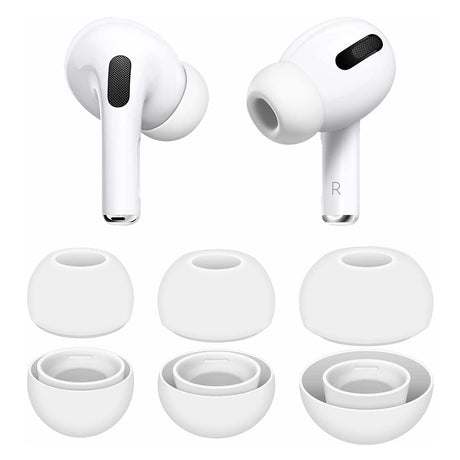 Casti Techsuit (set de 3) Replacement Ear Tips AirVibe (ET2), for Apple AirPods Pro 3, Premium Silicone XS, S, L Sizes, Alb