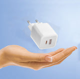 Incarcator Blueo Dual Port, 1x USB, 1x Type-C, GaN Technology, Fast Charge, Elegant Finish, PD3.0, 35W, Alb