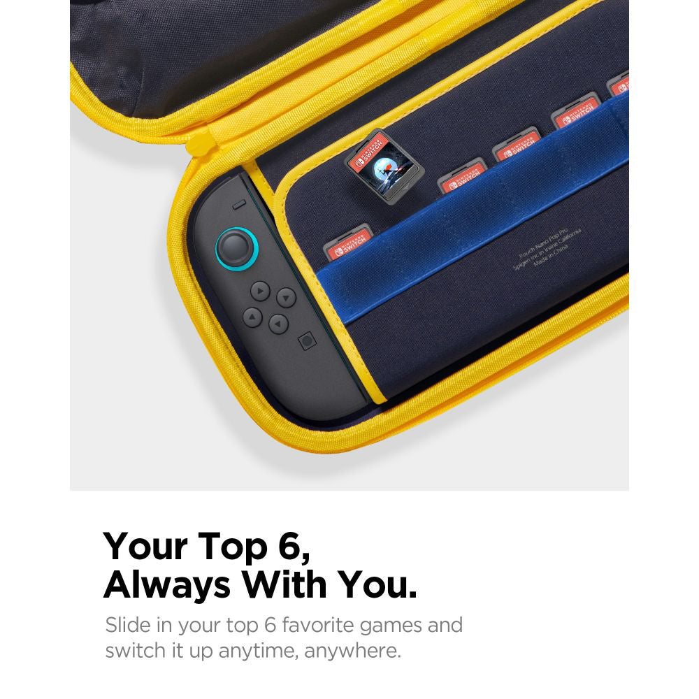 Accesoriu gaming Spigen Nano Pop Pro Pouch (AGP09565), Nintendo Switch 2, for Accessories, 5 Pockets, Detachable Shoulder Strap, Albastru Berry Navy