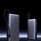 Baterie externa Ugreen PB552 (55995B), Fast Charge, Digital Display, USB, USB-C, Built-In 2x USB-C Cable, 165W, 25000mAh, Gri