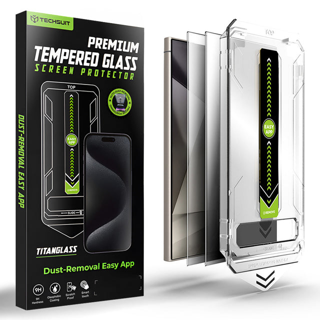 Folie de protectie Techsuit TitanGlass CrystalHD (set de 2) compatibil cu Samsung Galaxy S24 Ultra, Privacy