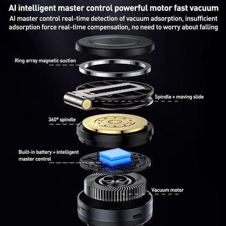 Suport Yesido (C225), for Dashboard, Electric Vacuum Lock, 360°, Universal, Negru