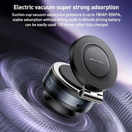 Suport Yesido (C225), for Dashboard, Electric Vacuum Lock, 360°, Universal, Negru